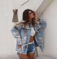 jeansx white Brodree Denim jacket