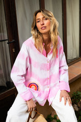 Cactus Rainbow Tie-Dye Button-Up Shirt