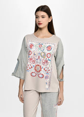 Beigx Jeans Sleeves Top