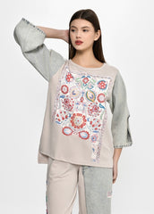 Beigx Jeans Sleeves Top