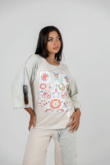 Beigx Jeans Sleeves Top