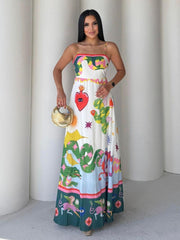 White Dress - Colorful Prints