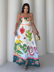 White Dress - Colorful Prints