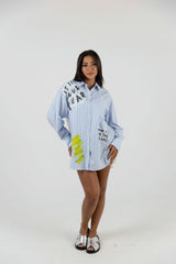 Strips Blue Chemise Chifon Back
