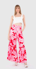 Crimson Bloom Palazzo Pants