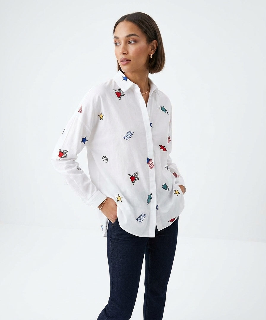 White Chemise With Colorful Prints