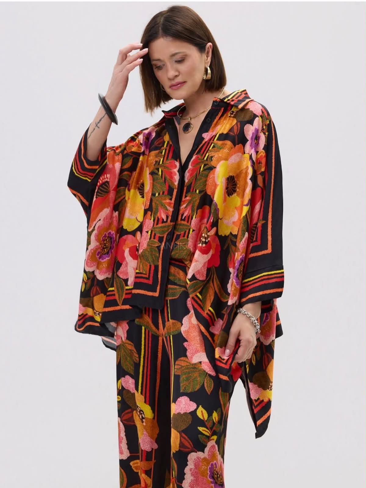Silk Orange Floral Set