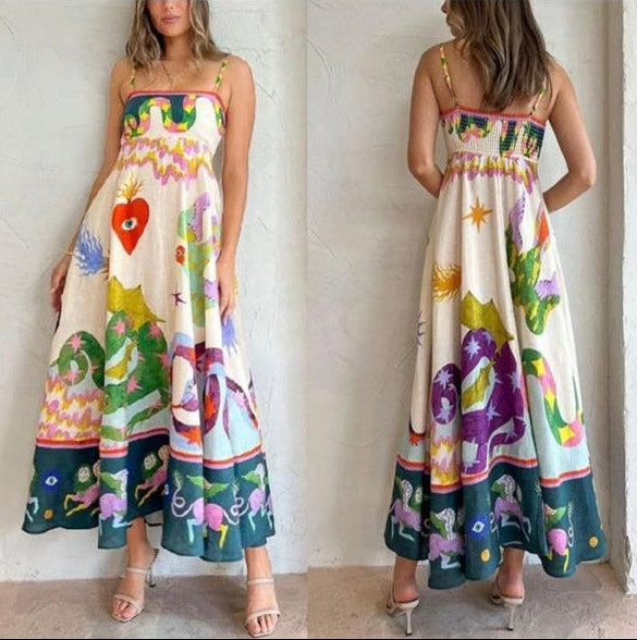 White Dress - Colorful Prints