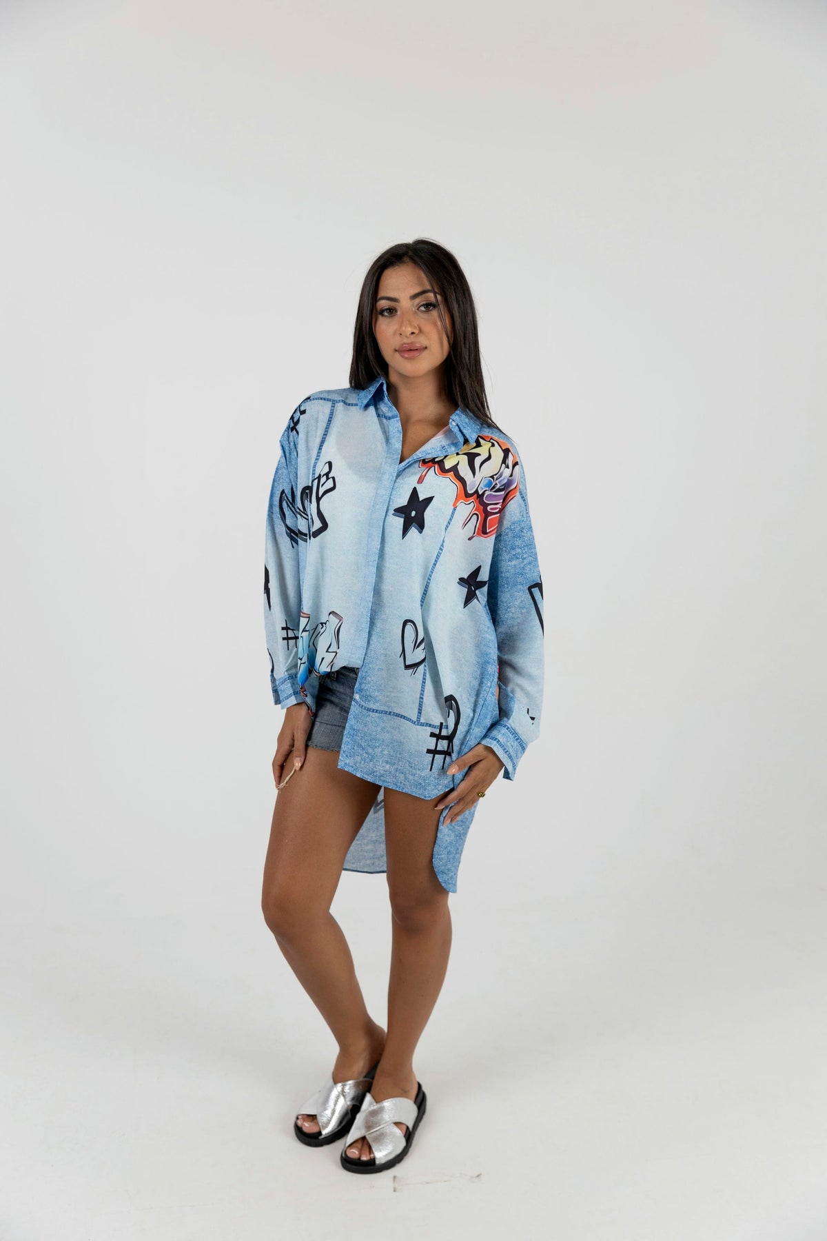 Jeans print Chemise- Oversize