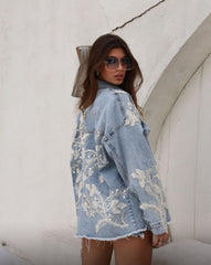jeansx white Brodree Denim jacket
