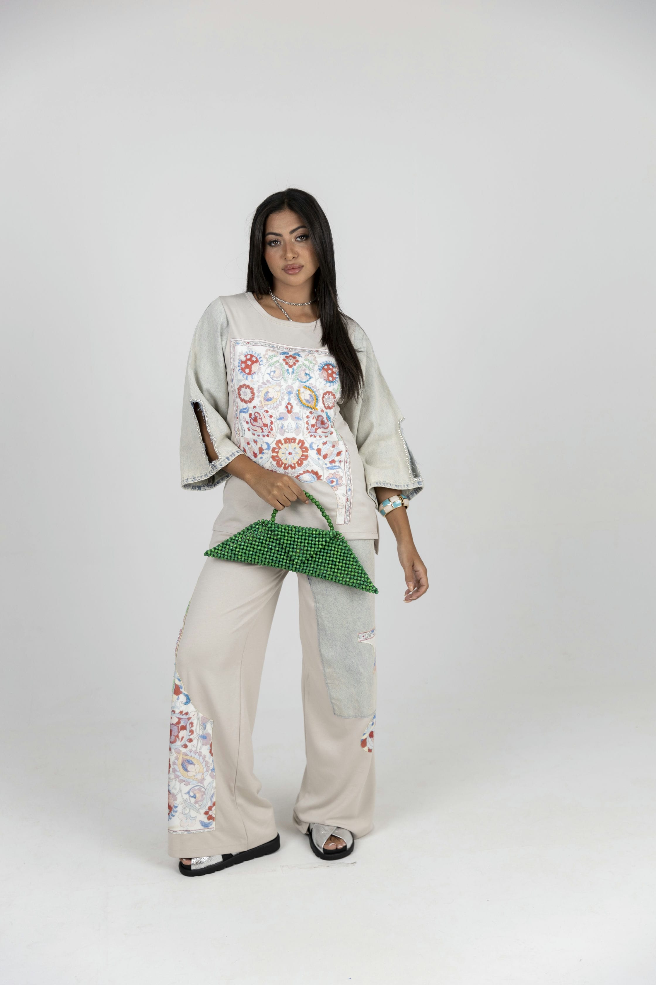 Beigx Jeans Sleeves Top