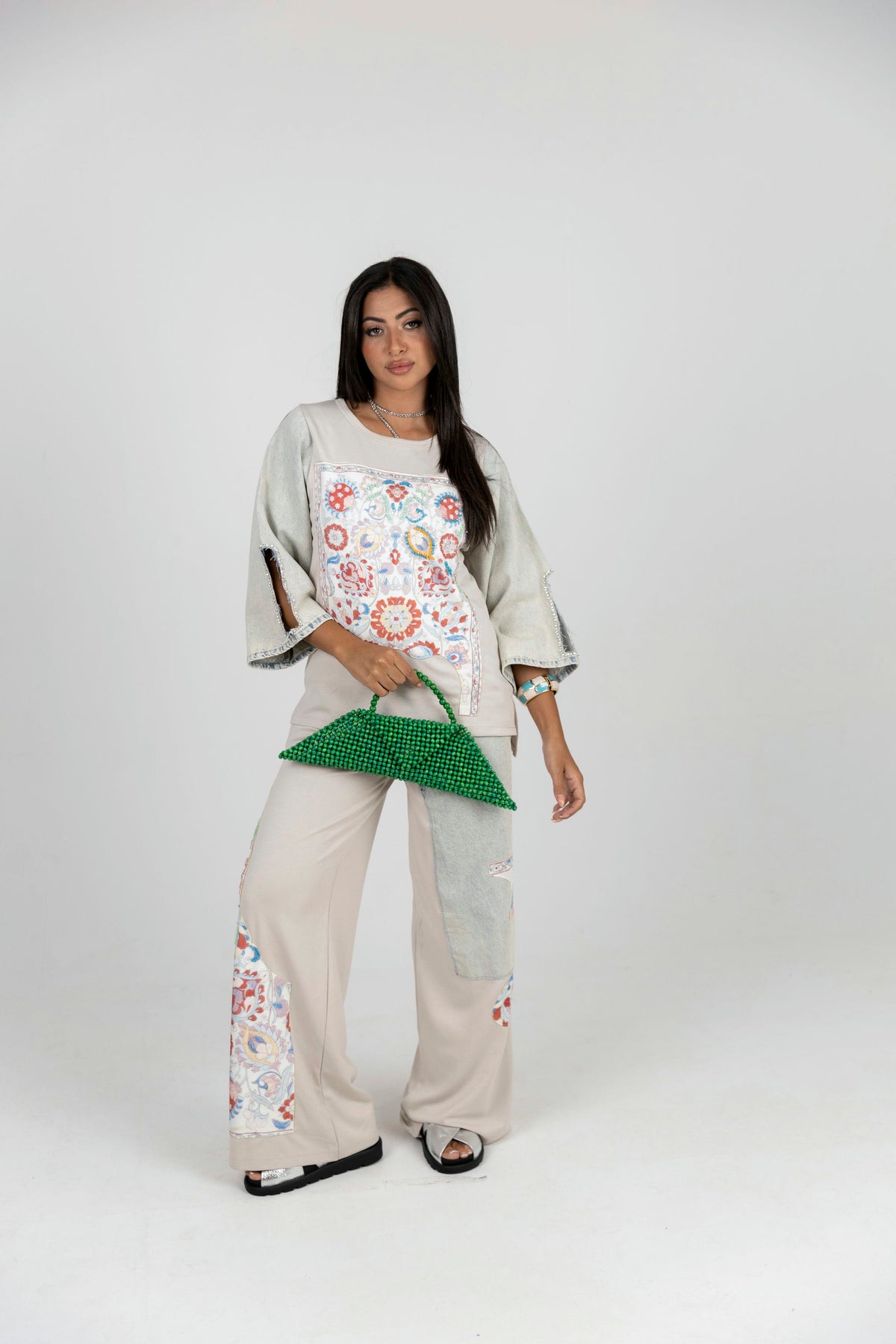 Beigx Jeans Sleeves Top