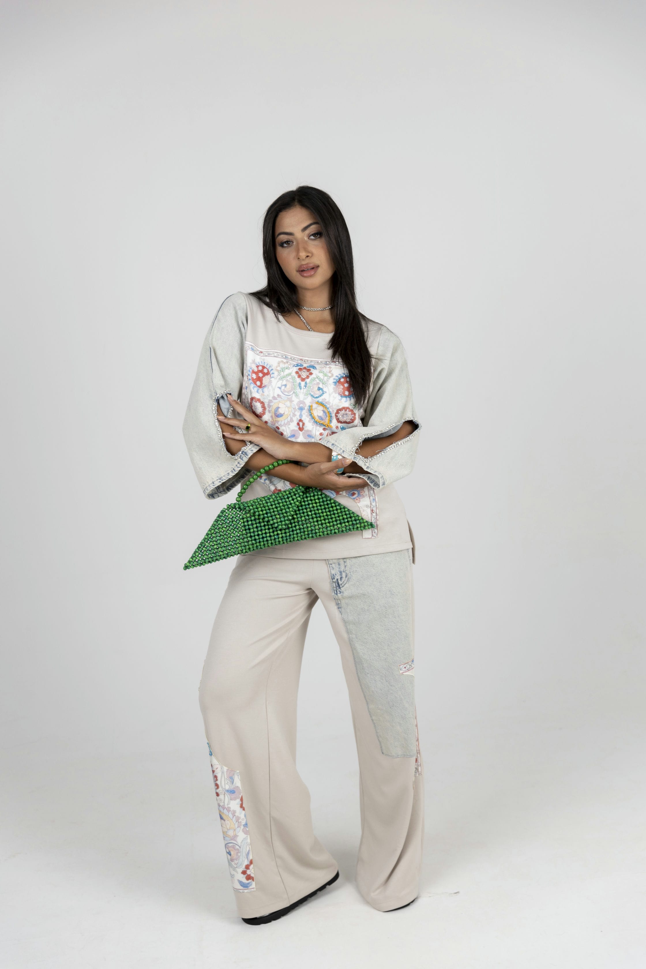 Beigx Jeans Sleeves Set