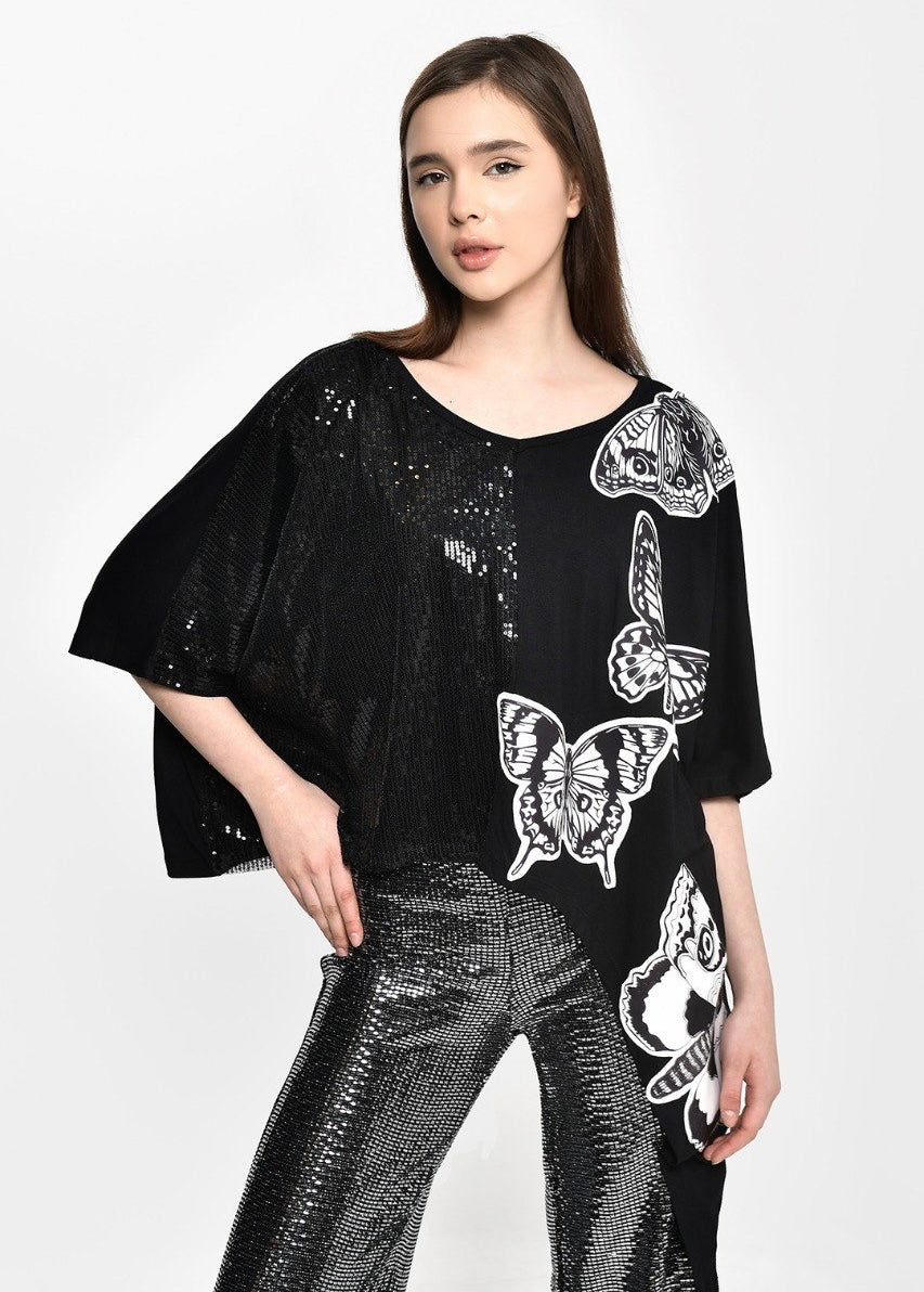 BlackxWhite Butterfly Top