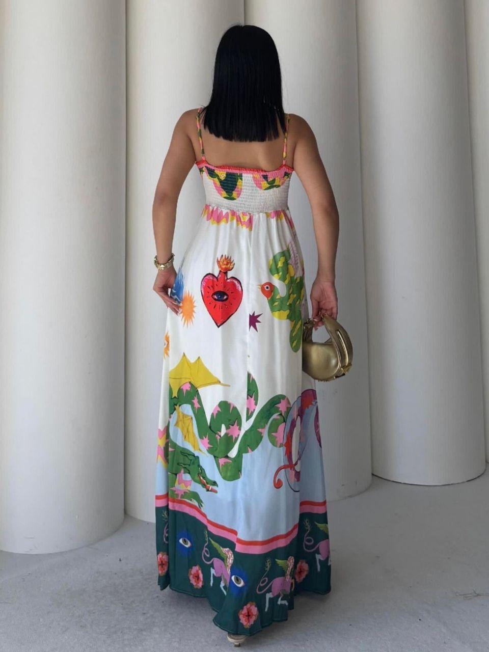 White Dress - Colorful Prints