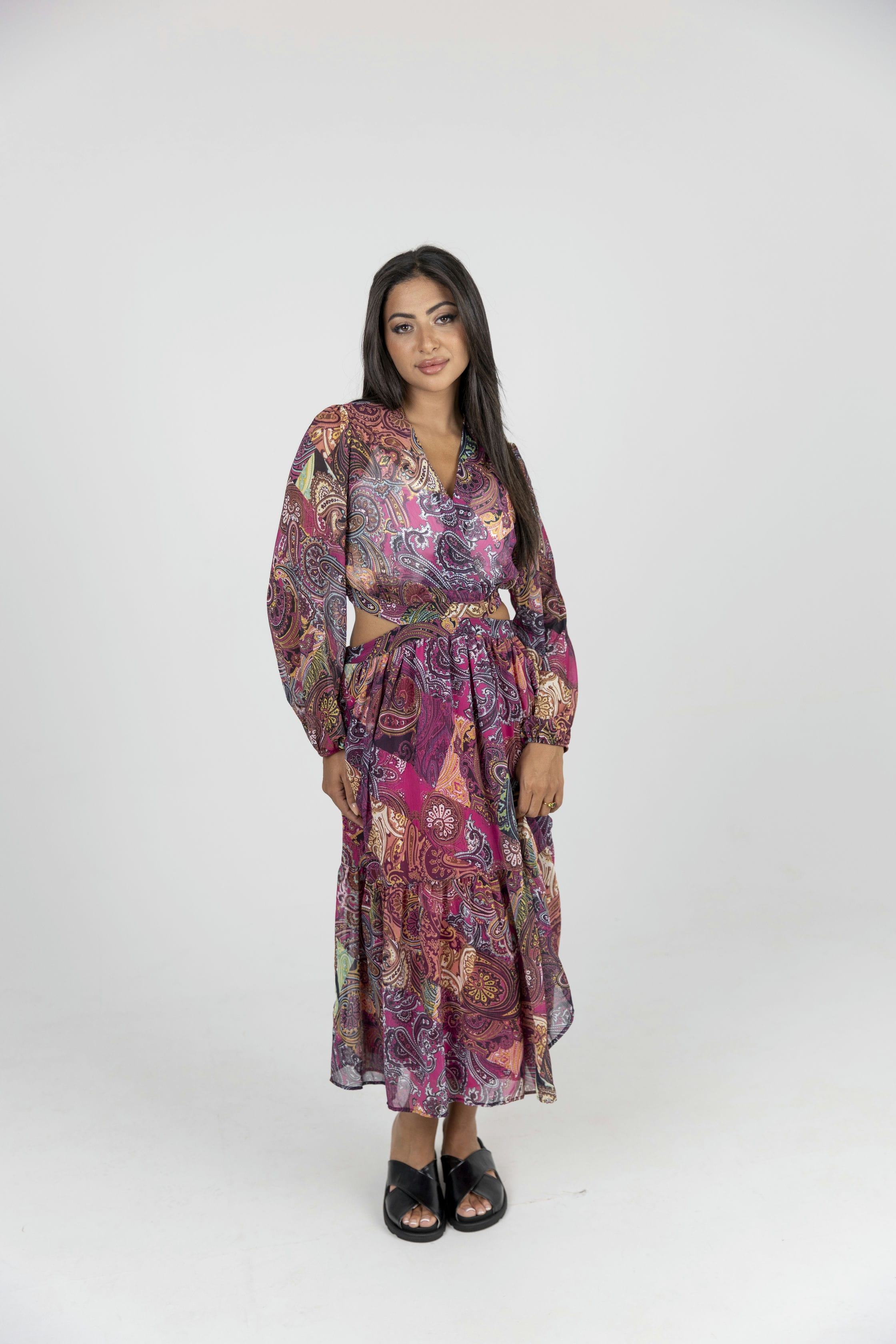 Colorful Fushia Chiffon Dress