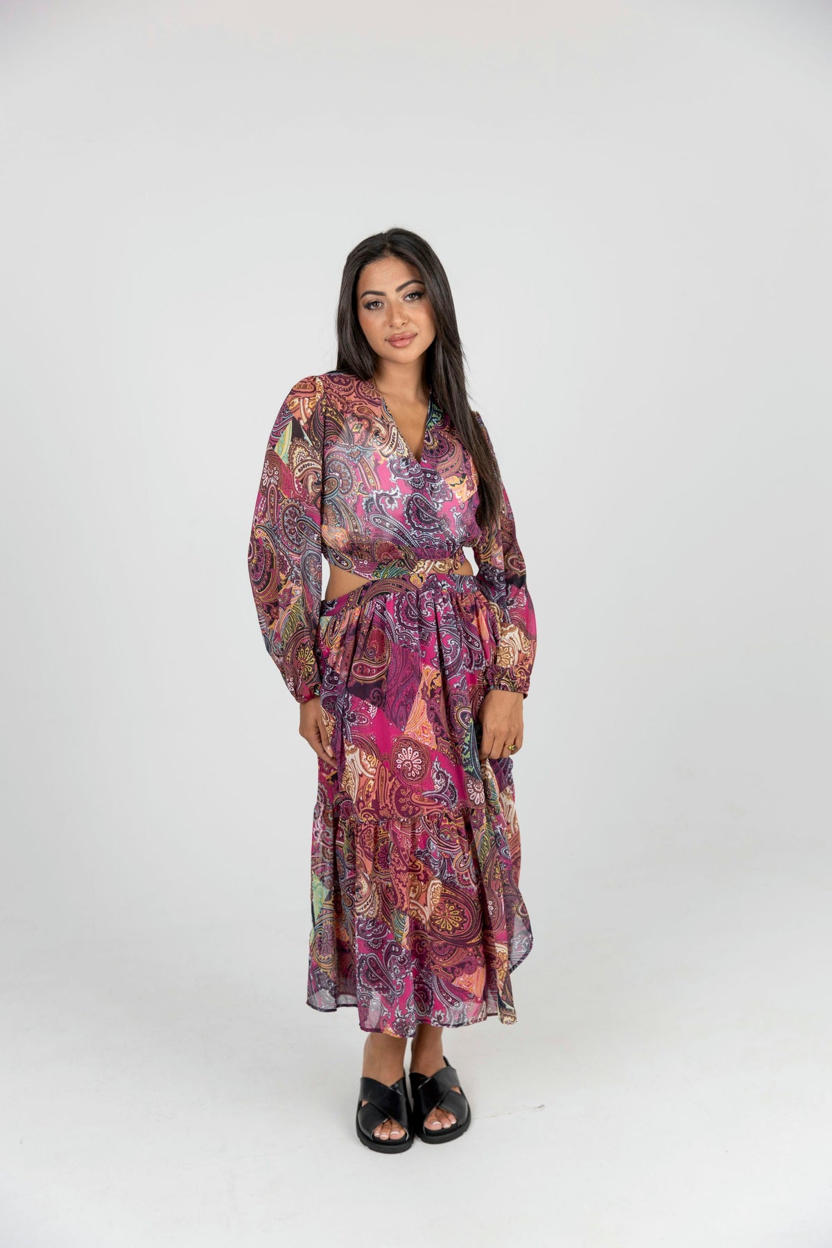 Colorful Fushia Chiffon Dress