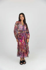 Colorful Fushia Chiffon Dress