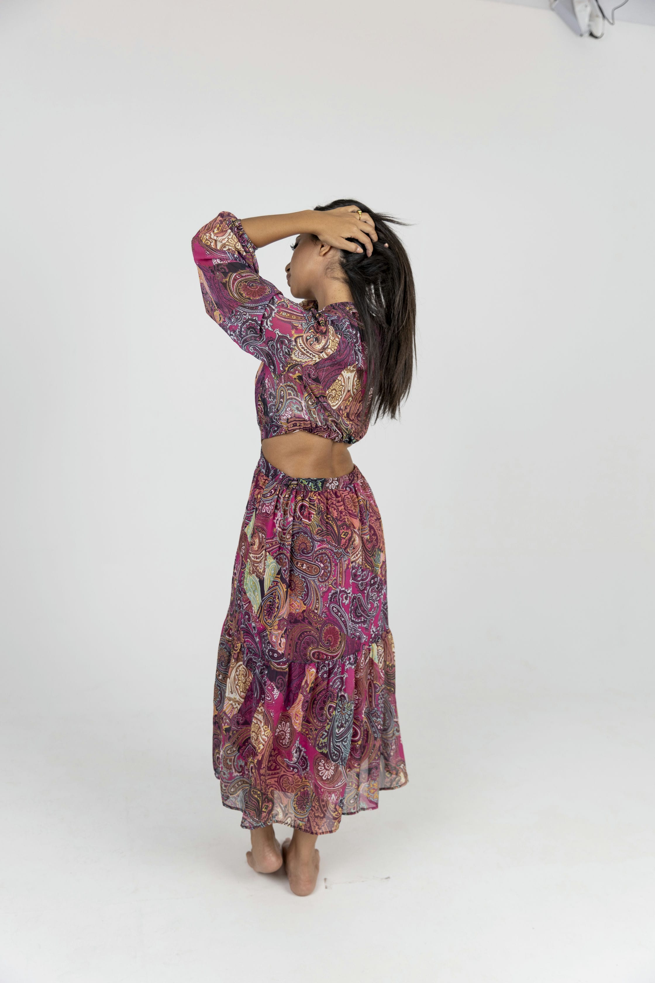 Colorful Fushia Chiffon Dress