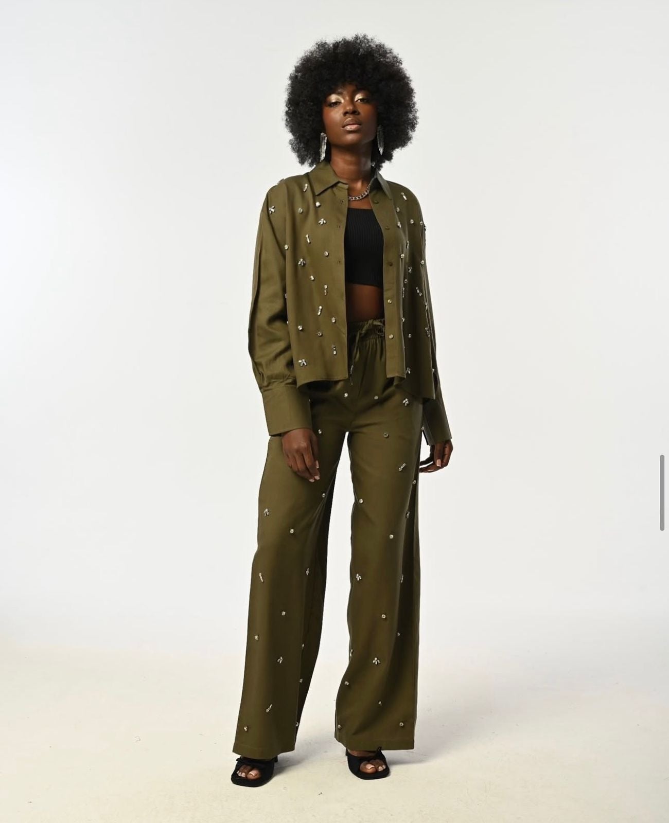 Short Olive Chemise