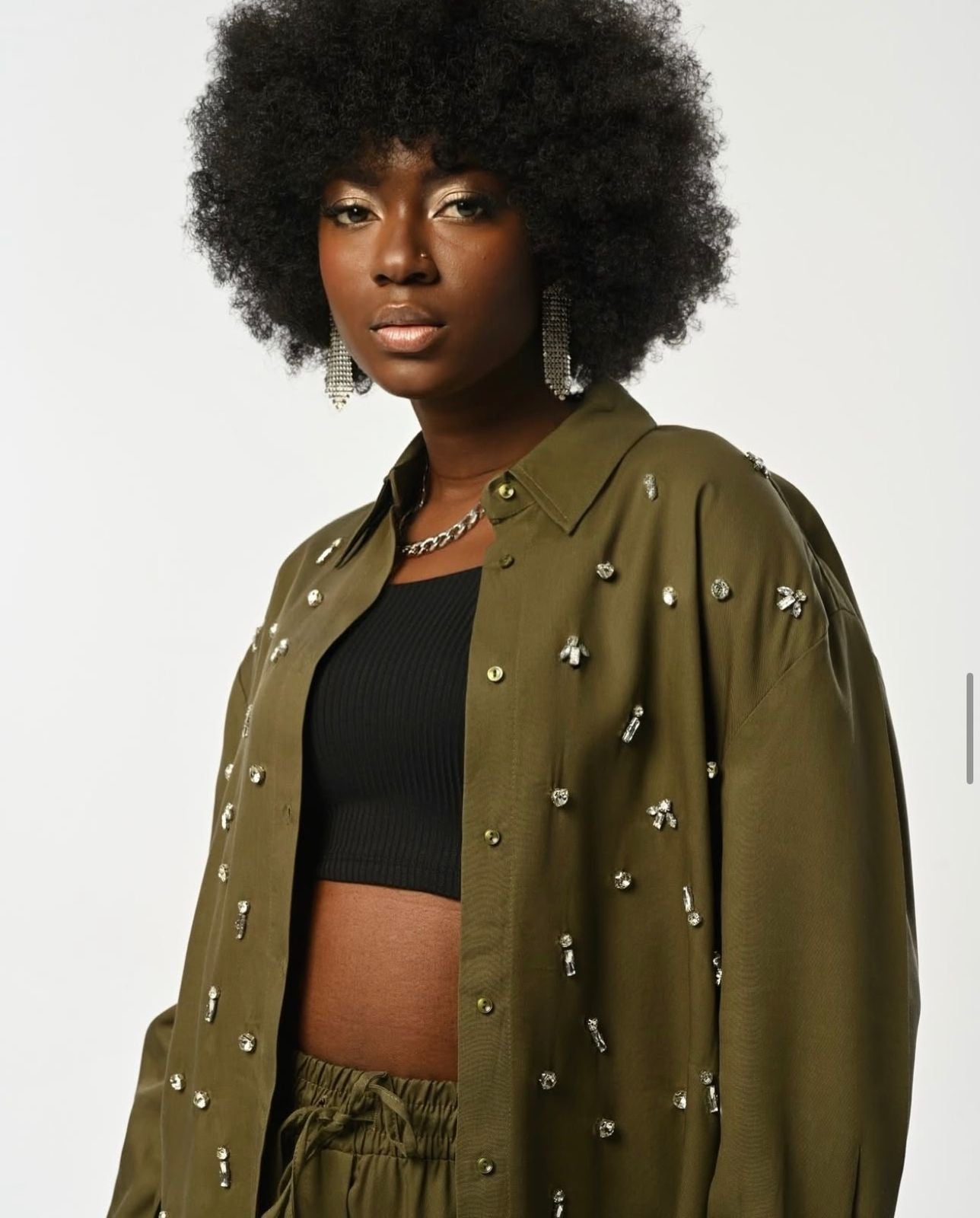 Short Olive Chemise