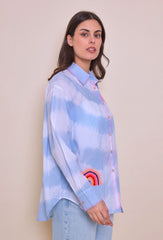 Cactus Rainbow Tie-Dye Button-Up Shirt