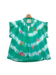 Tropical Sunset Tie-Dye V-Neck Top