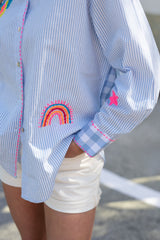 Baby Blue Striped Button-Up Shirt