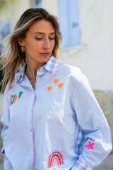 Baby Blue Striped Button-Up Shirt