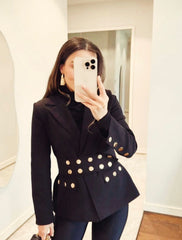 Blazer with black belt and buttons