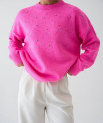Fushia Pull strass