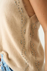 Beig Cut Pull with strass
