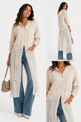 Lace Trim Hooded Cardigan