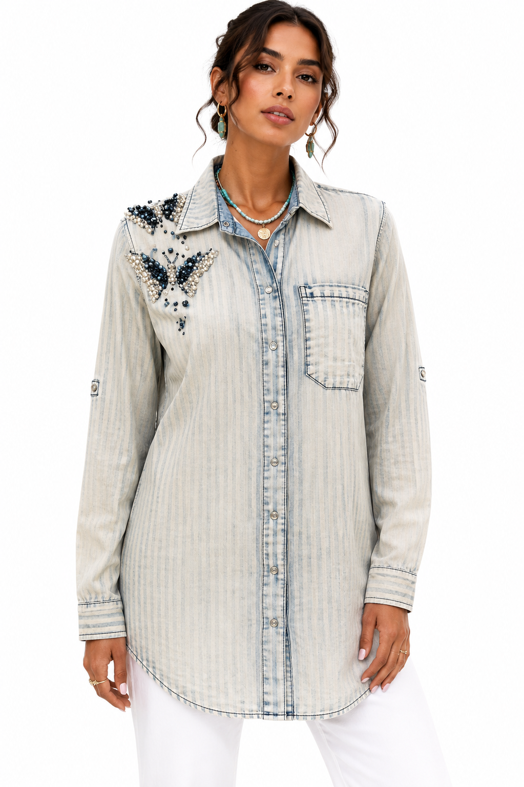 The Pinstripe Butterfly Chemise