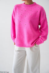 Fushia Pull strass