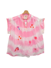 Tropical Sunset Tie-Dye V-Neck Top