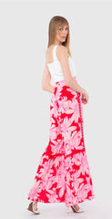 Crimson Bloom Palazzo Pants