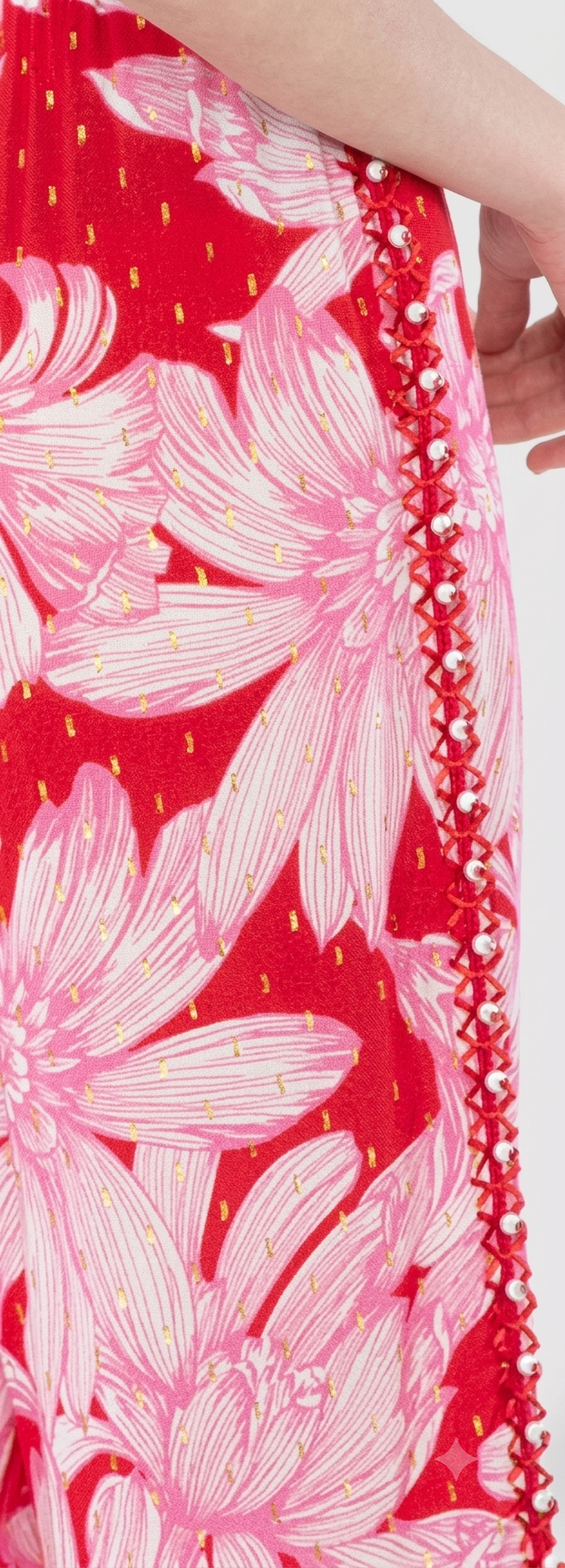 Crimson Bloom Palazzo Pants